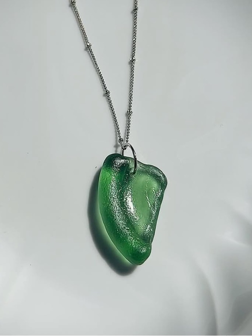 Green sea glass necklace